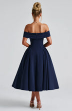 Robyn - Navy Elegant Midi Dress for Women