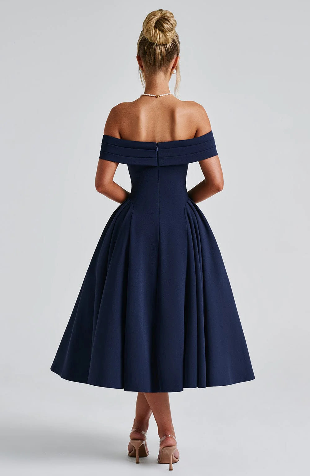 Robyn - Navy Elegant Midi Dress for Women