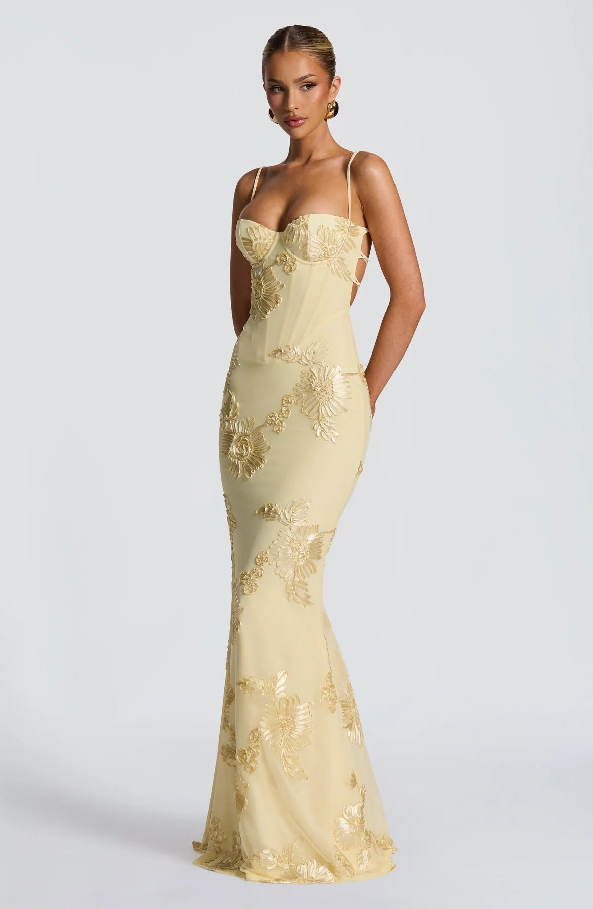 Tracey - Lemon Elegant Flowing Maxi Dress for Women