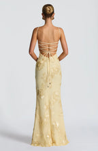 Tracey - Lemon Elegant Flowing Maxi Dress for Women