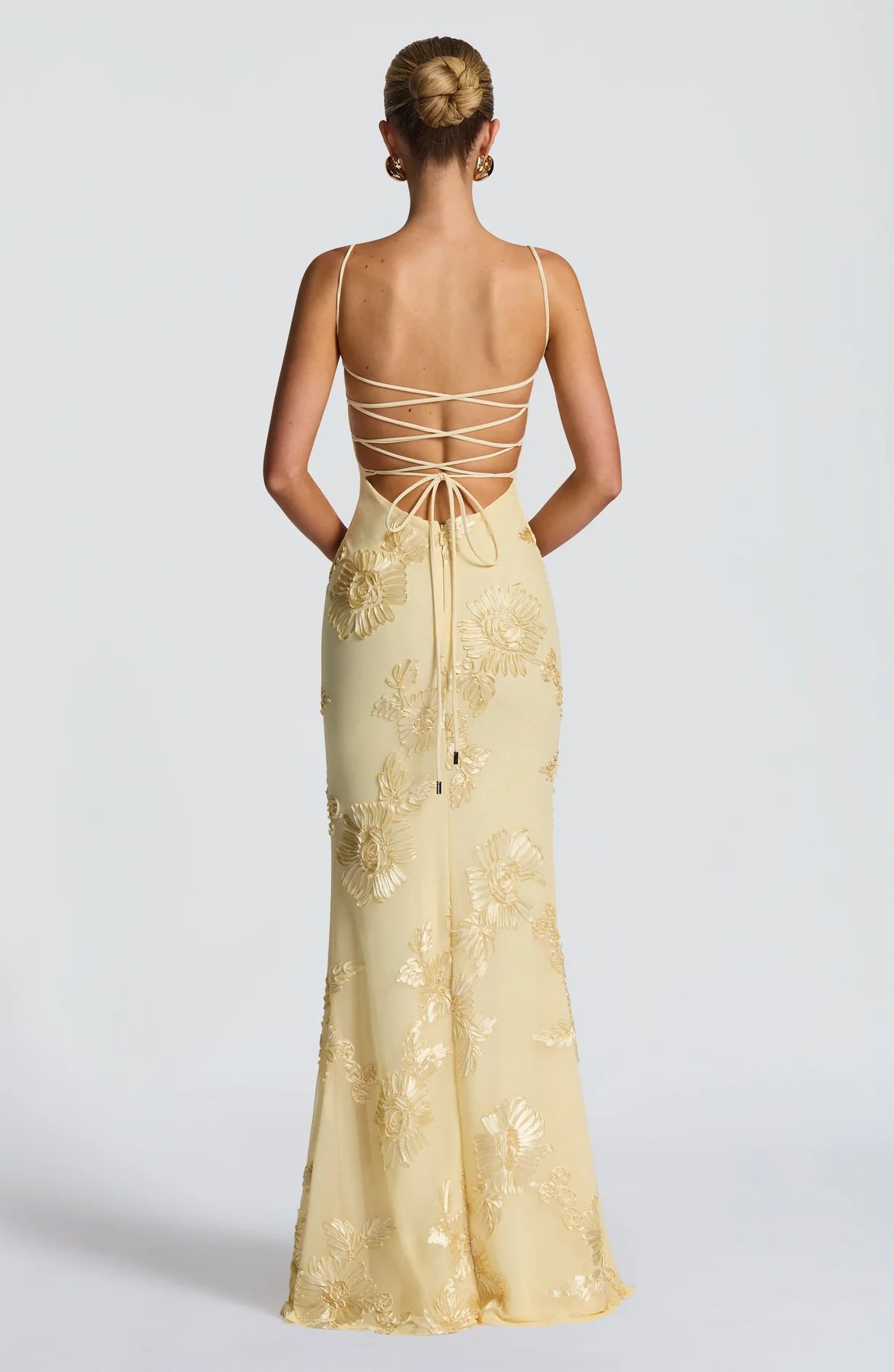 Tracey - Lemon Elegant Flowing Maxi Dress for Women