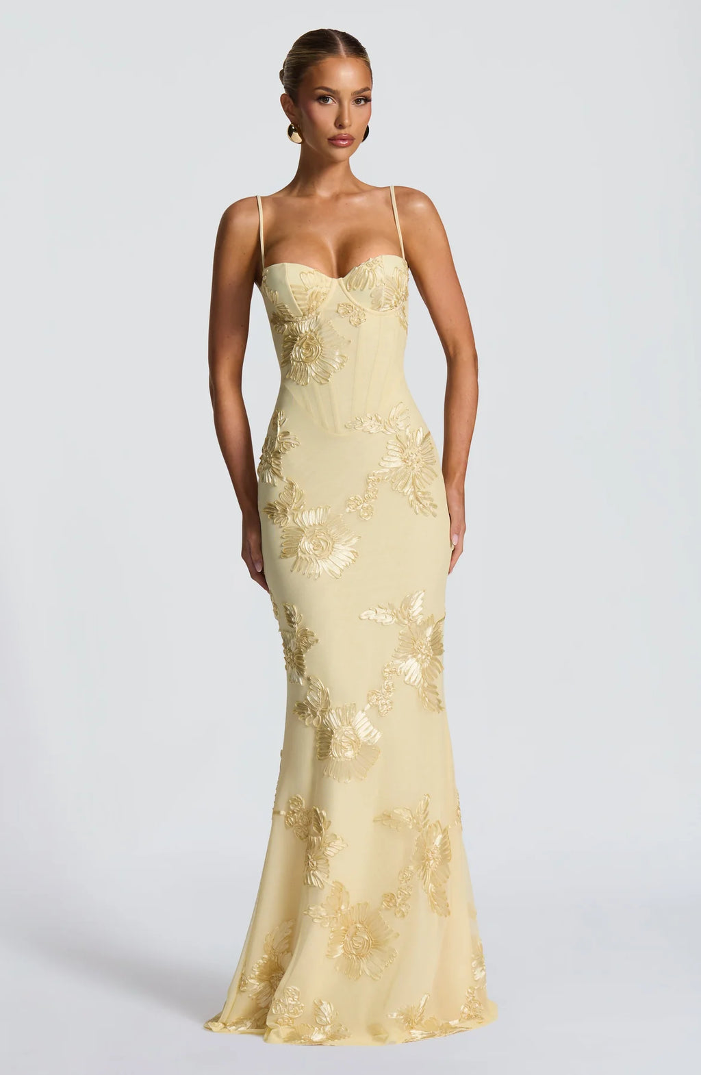 Tracey - Lemon Elegant Flowing Maxi Dress for Women