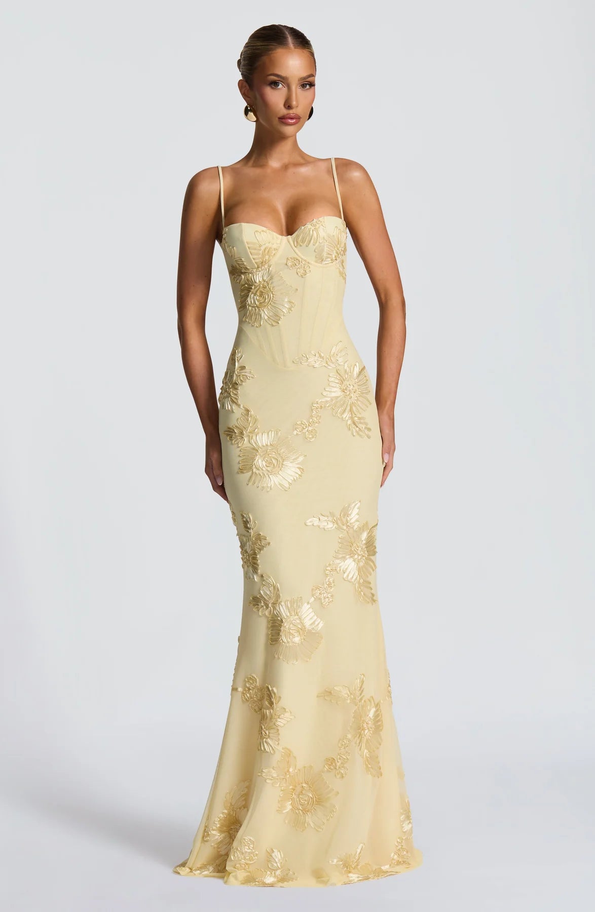 Tracey - Lemon Elegant Flowing Maxi Dress for Women