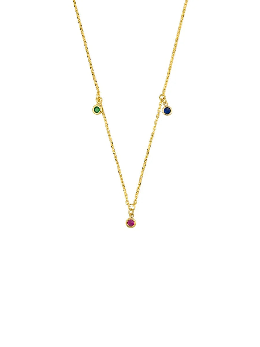 Anne - Gold Multi Crystal Bezel Necklace for Women