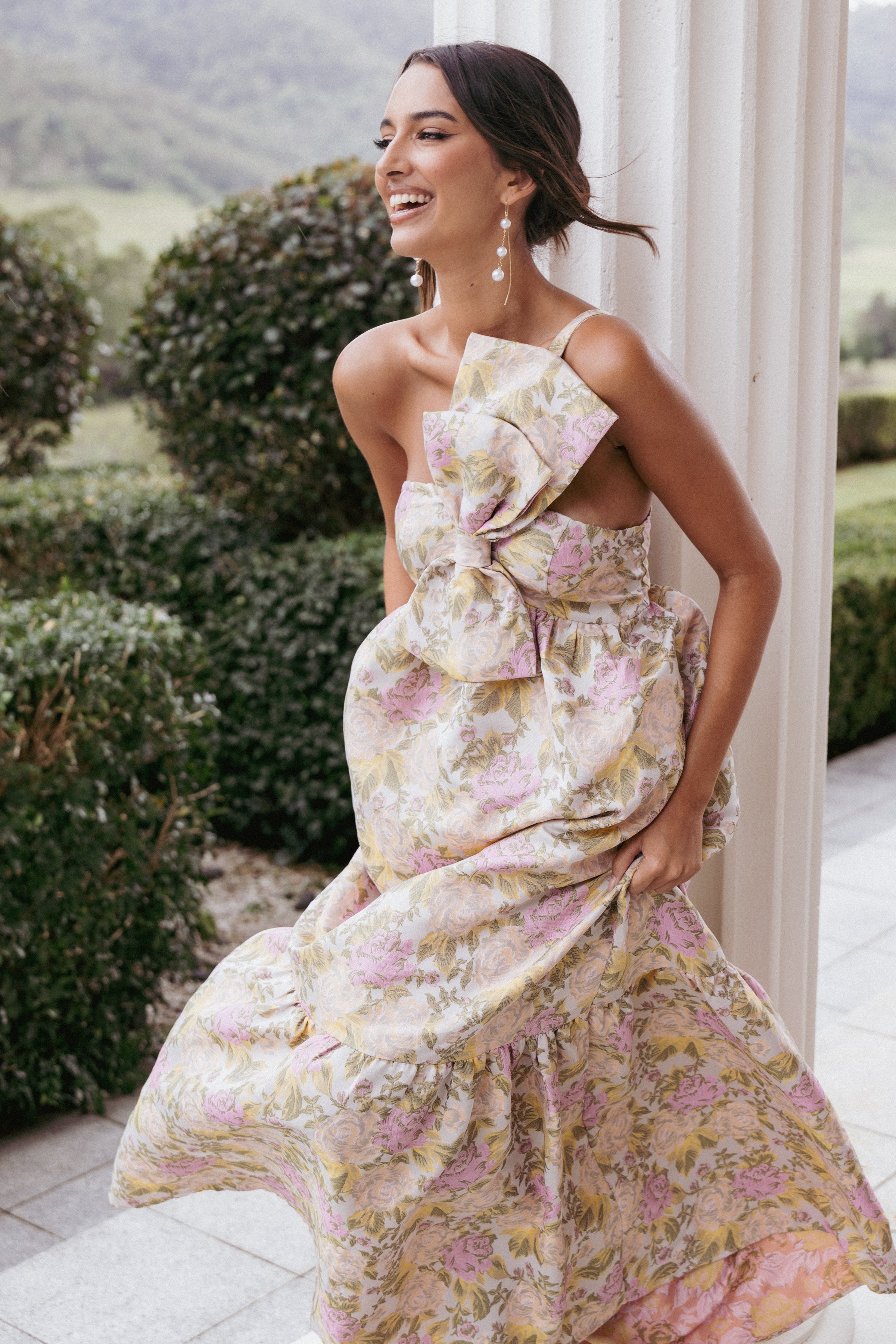 Bethany - Bow Front Elegant Maxi Dress Women
