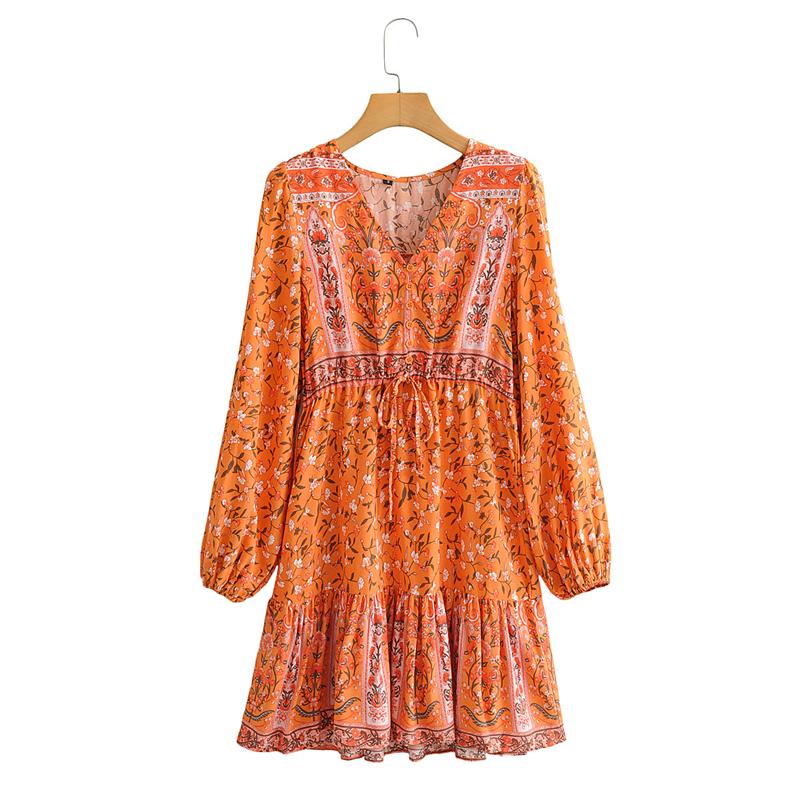 Emily - Orange Saffron Vacation Mini Dress