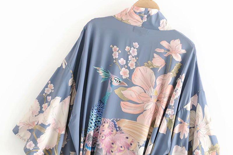 Ella - Navy Kimono Beach Lounge Cover Up