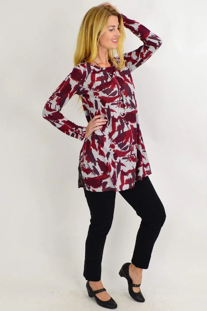 Amelia - Red Paint Splash Tunic Top Style