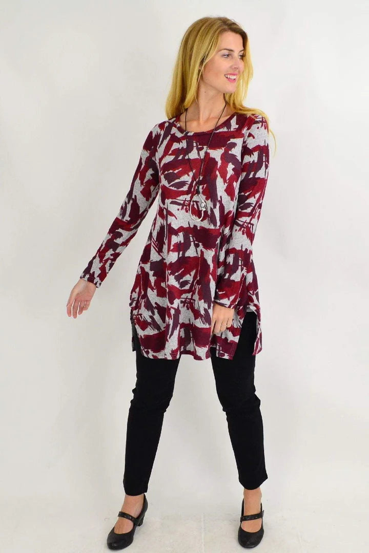 Amelia - Red Paint Splash Tunic Top Style