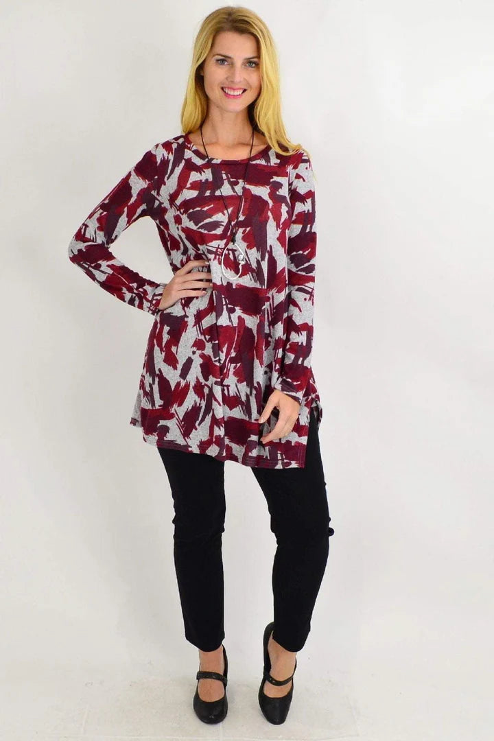 Amelia - Red Paint Splash Tunic Top Style