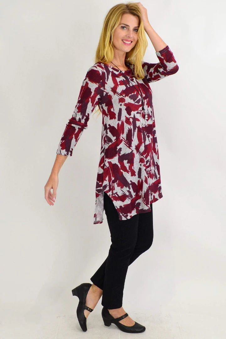 Amelia - Red Paint Splash Tunic Top Style