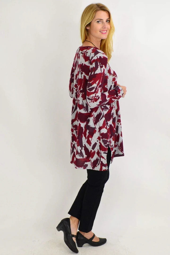 Amelia - Red Paint Splash Tunic Top Style
