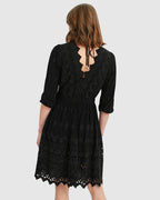 Ava - Eyelet Mini Dress Feminine Elegant Style
