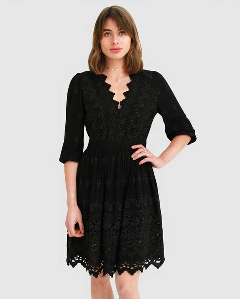 Ava - Eyelet Mini Dress Feminine Elegant Style
