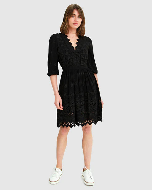 Ava - Eyelet Mini Dress Feminine Elegant Style