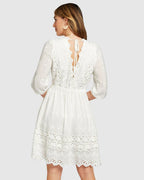 Ava - Eyelet Mini Dress Feminine Elegant Style