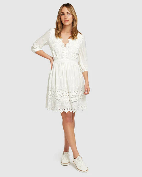 Ava - Eyelet Mini Dress Feminine Elegant Style