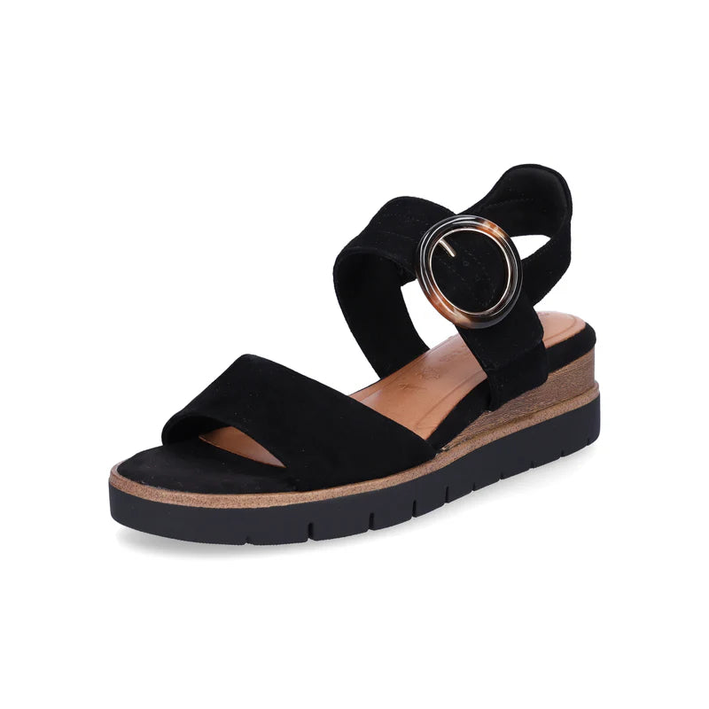 Amelia - Black Women's Wedge Sandal Comfort Style