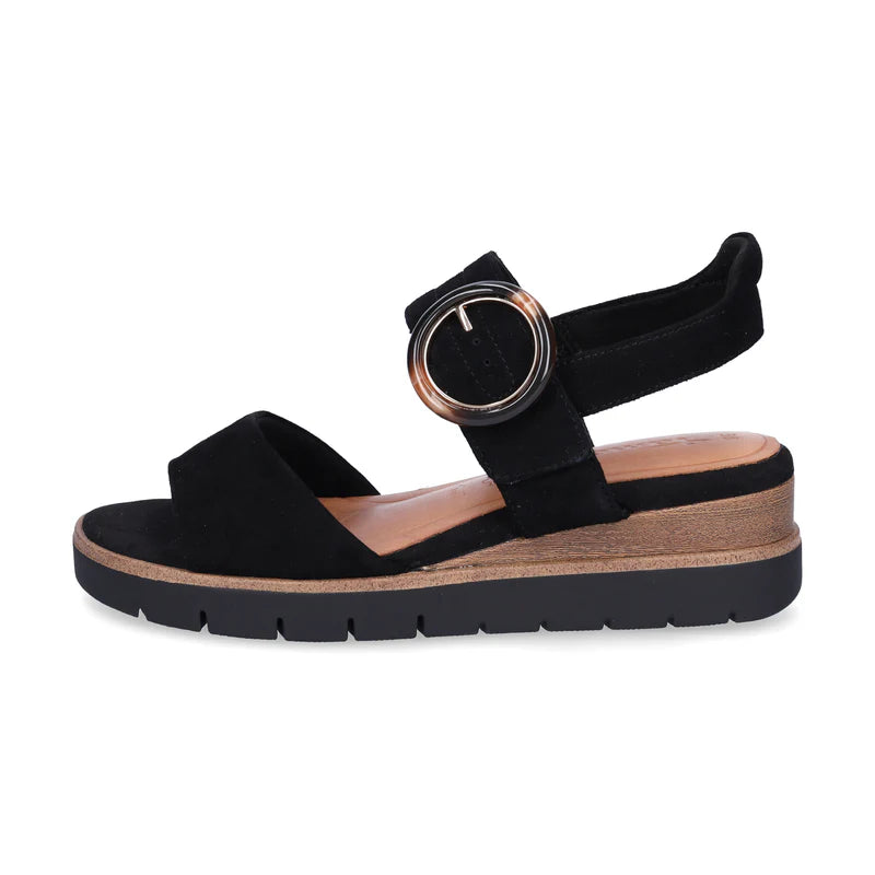 Amelia - Black Women's Wedge Sandal Comfort Style