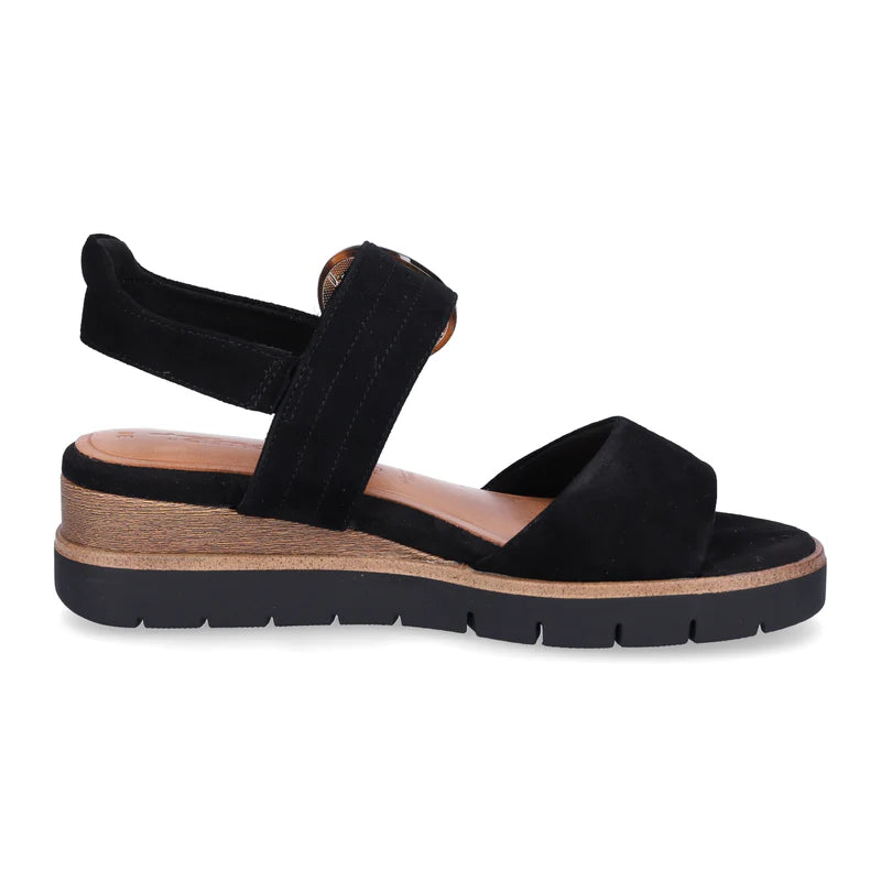 Amelia - Black Women's Wedge Sandal Comfort Style