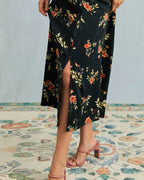 Evie - Black V Neck Floral Button Up Mini Dress