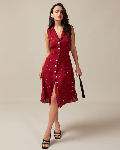 Audrey - Polka Dot Tie Back Midi Dress