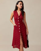 Amelia - Polka Dot Tie Back Midi Dress
