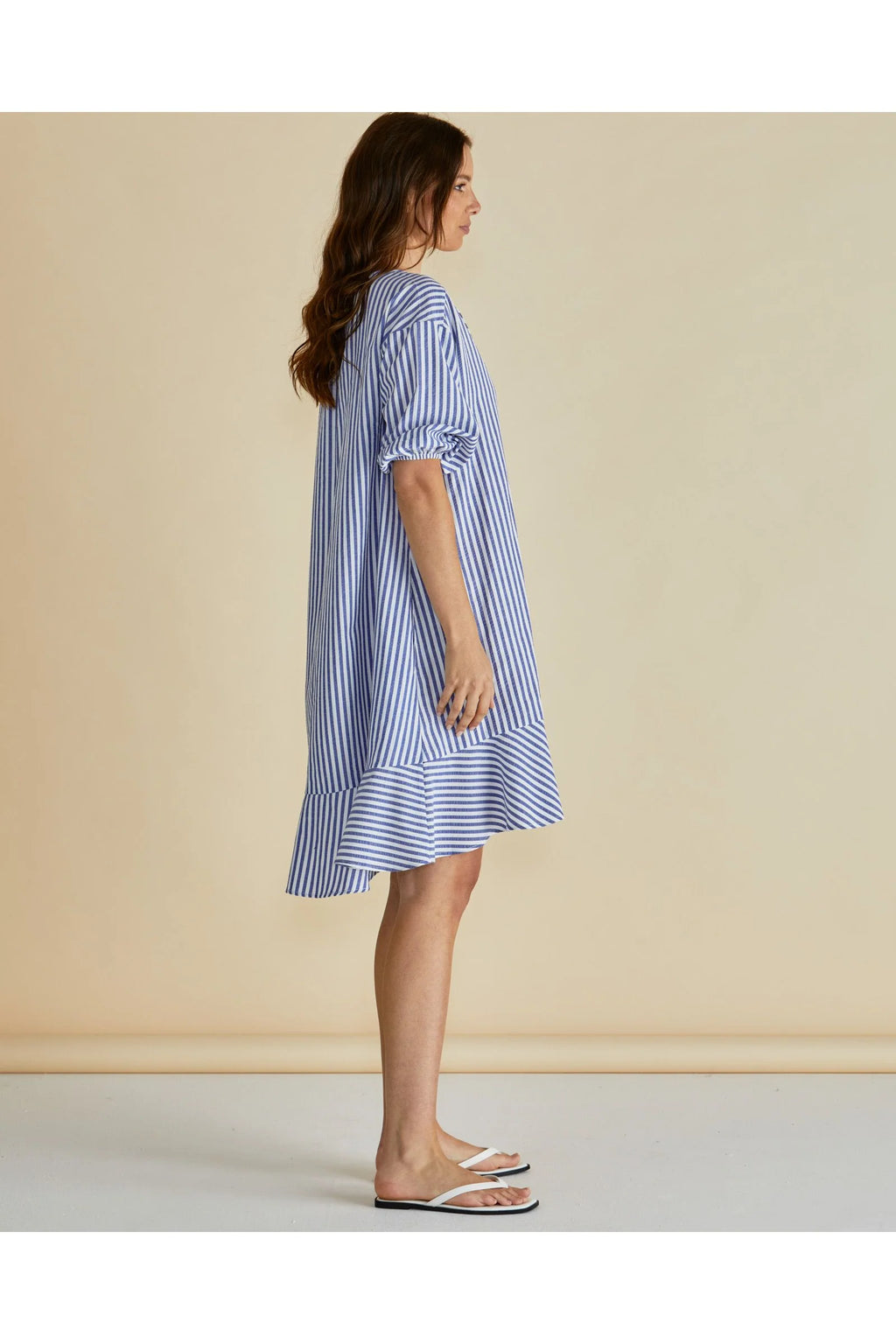 Lily - Navy Striped Women’s Elegant Dress