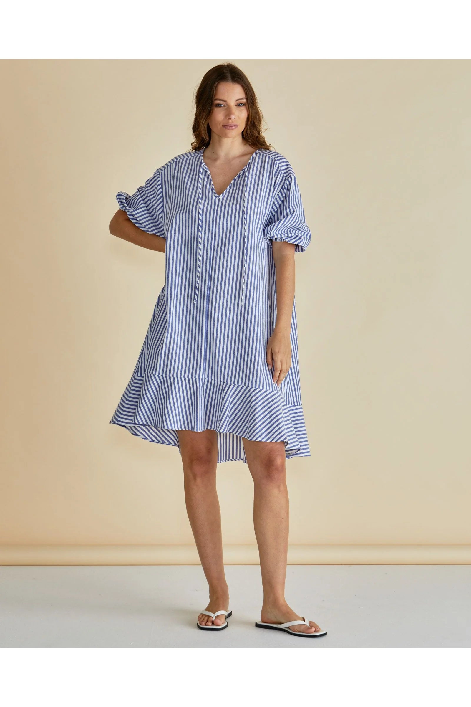 Lily - Navy Striped Women’s Elegant Dress