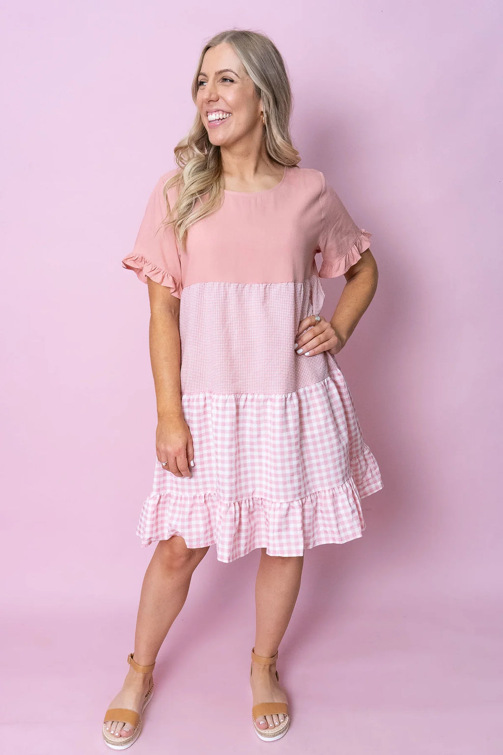 Allegra - Gingham Midi Dress Women Elegant
