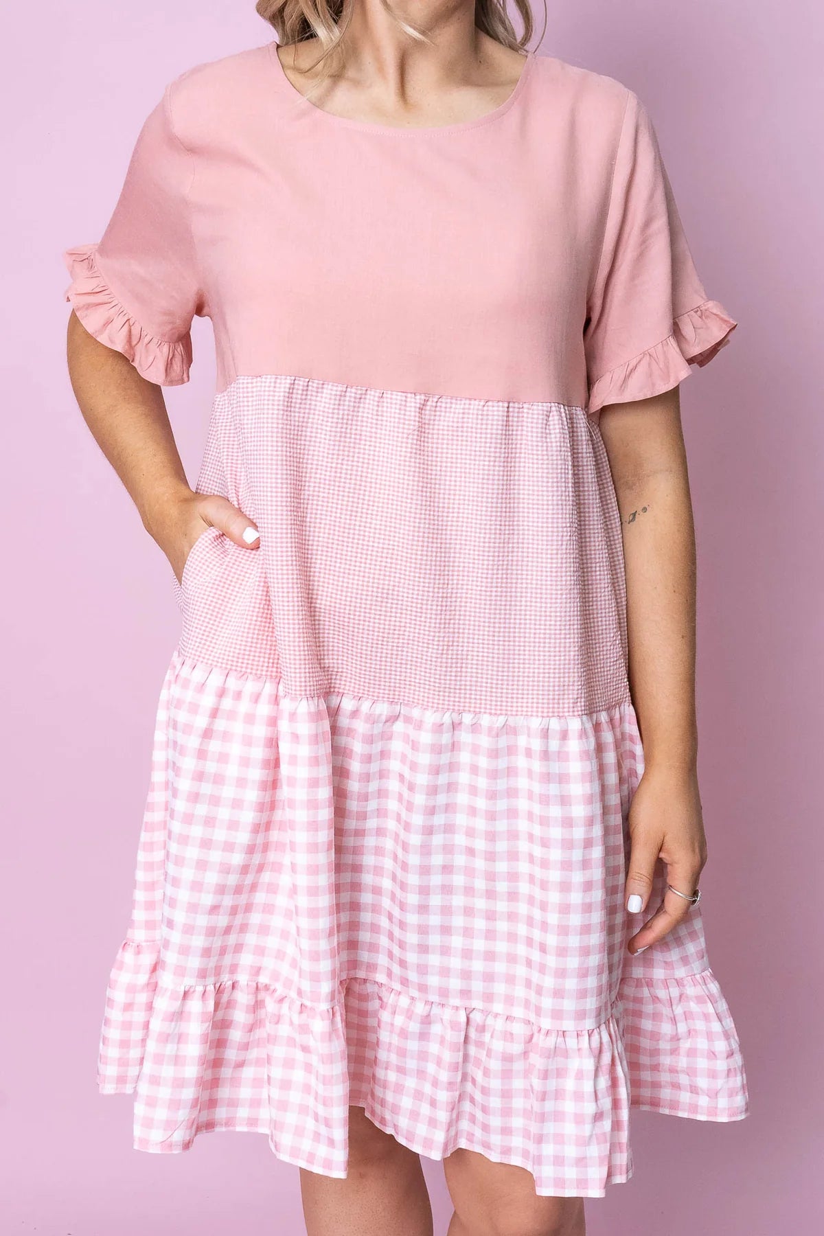 Allegra - Gingham Midi Dress Women Elegant