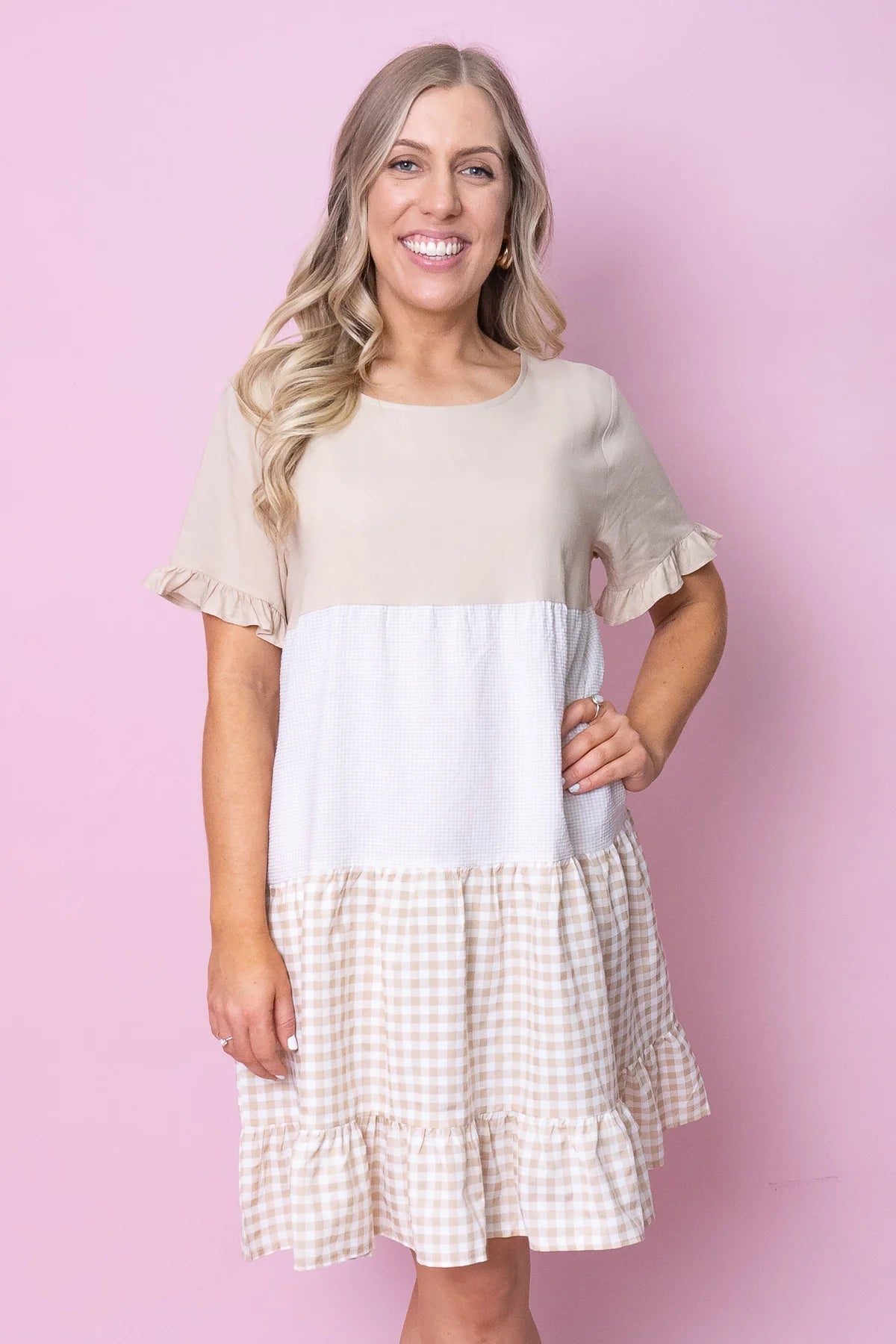 Allegra - Gingham Midi Dress Women Elegant