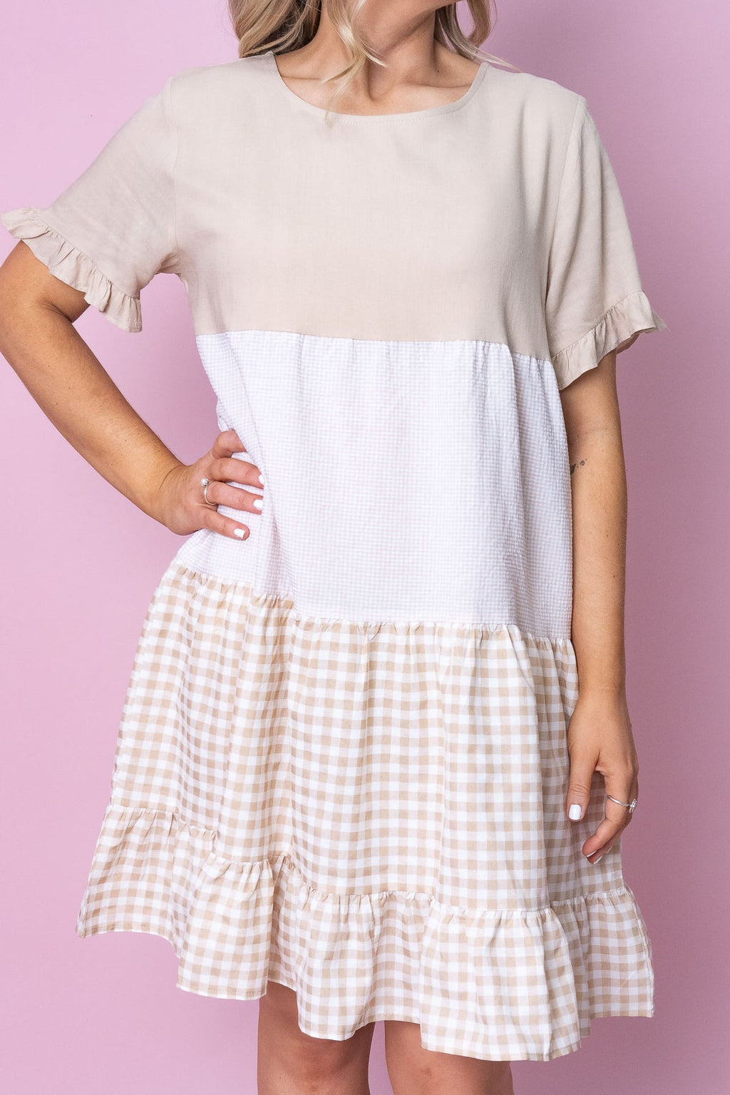 Allegra - Gingham Midi Dress Women Elegant