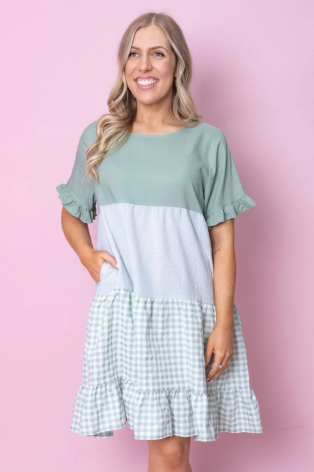 Allegra - Gingham Midi Dress Women Elegant