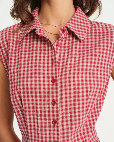 Angelica - Brown Plaid A Line Midi Dress