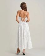 Hannah - White Jacquard Cross Strap Maxi Dress