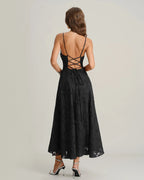 Hannah - White Jacquard Cross Strap Maxi Dress