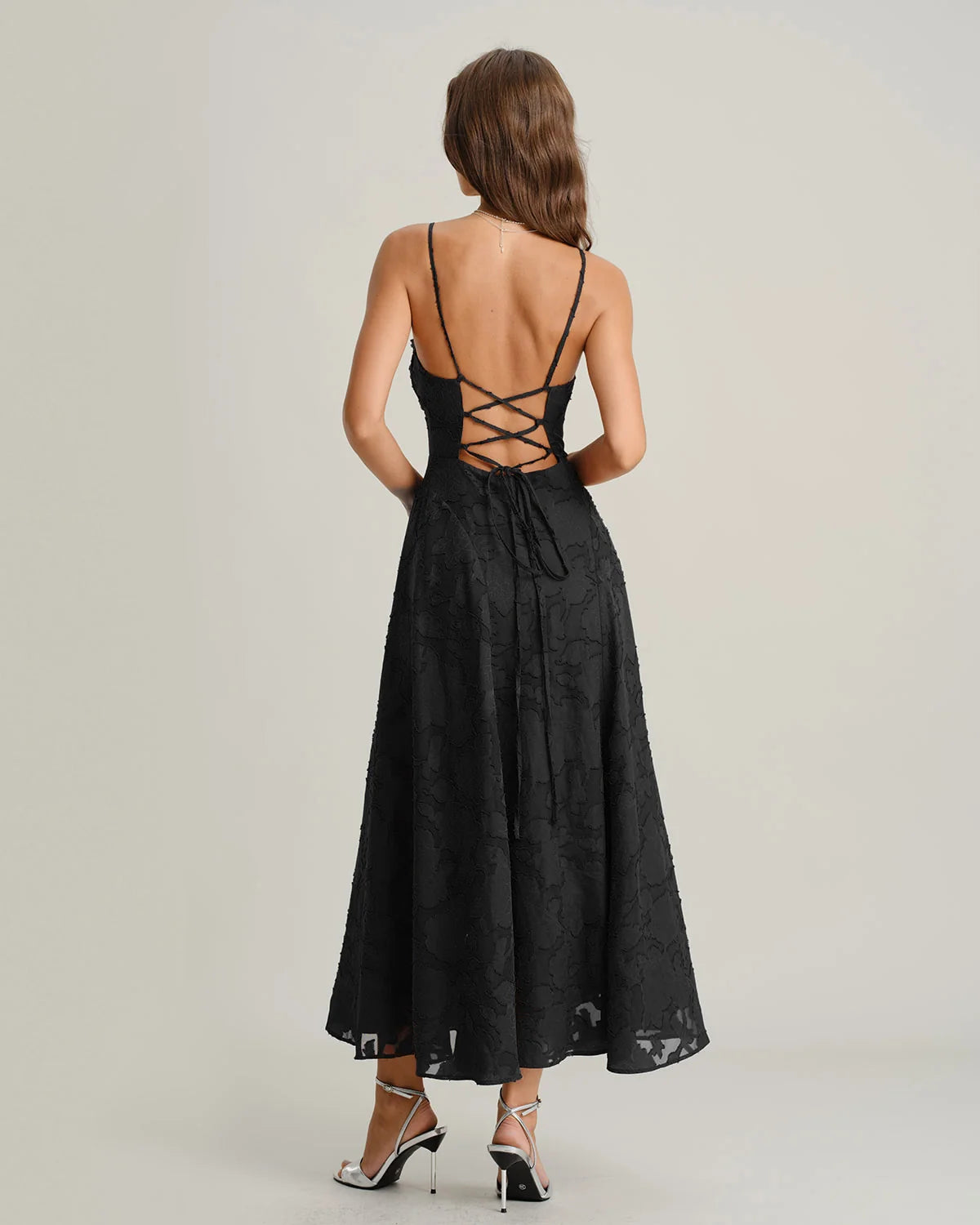 Hannah - White Jacquard Cross Strap Maxi Dress
