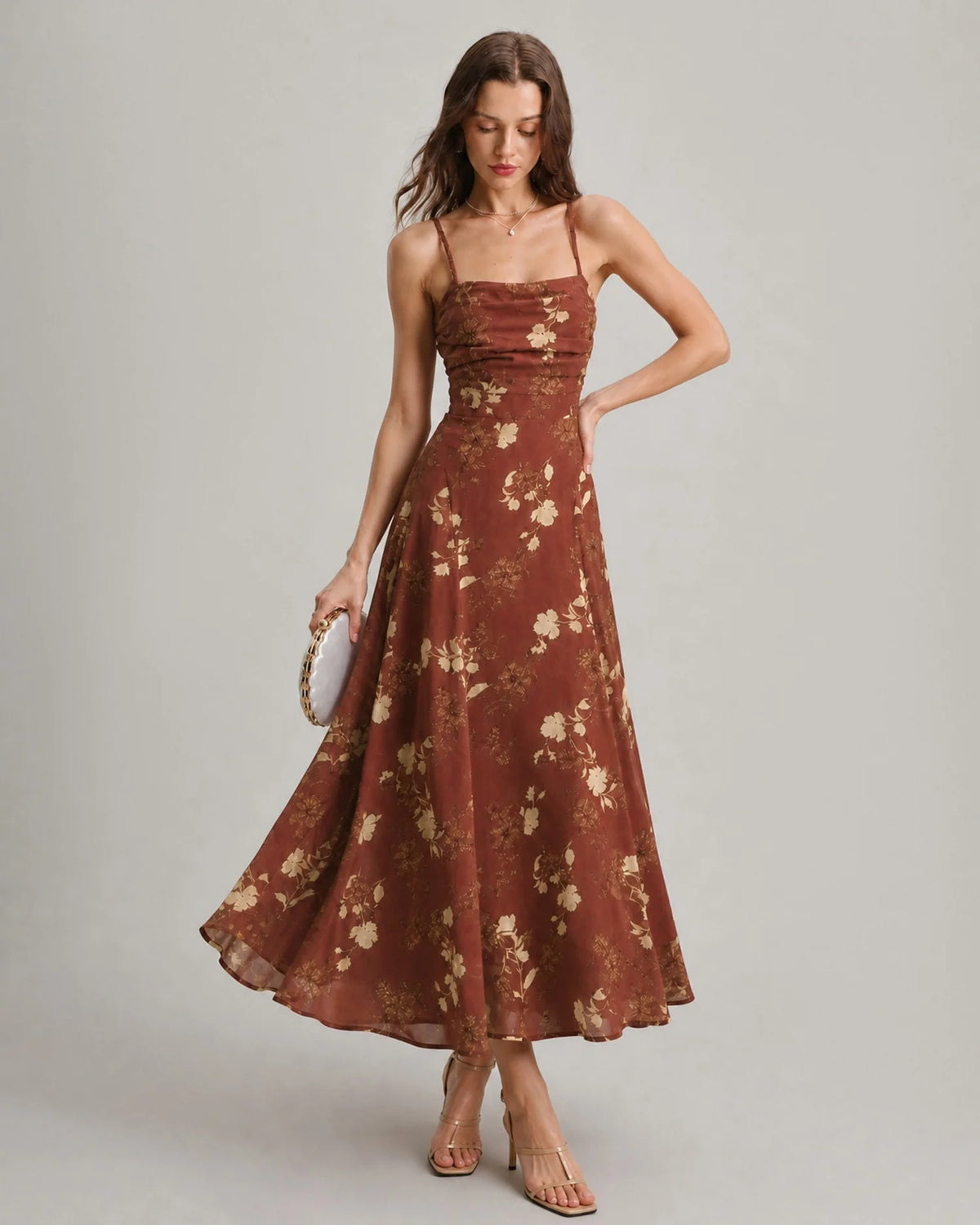 Hannah - White Jacquard Cross Strap Maxi Dress