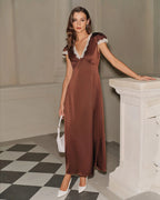 Ava - Black Floral V Neck Maxi Dress