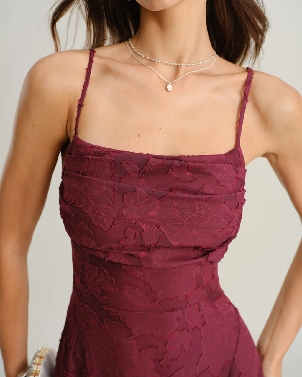Hannah - White Jacquard Cross Strap Maxi Dress