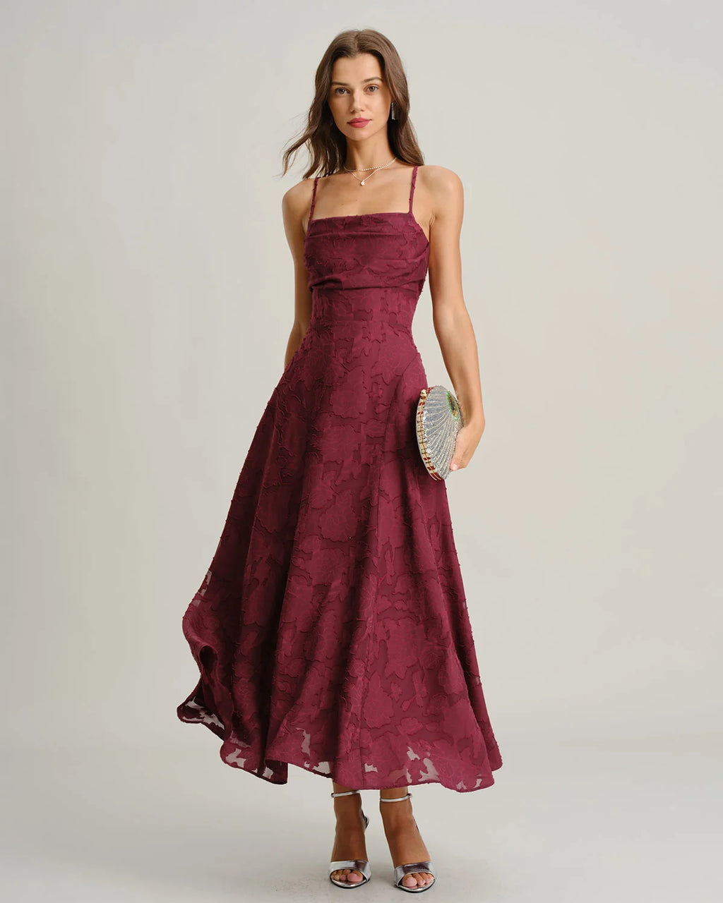Hannah - White Jacquard Cross Strap Maxi Dress