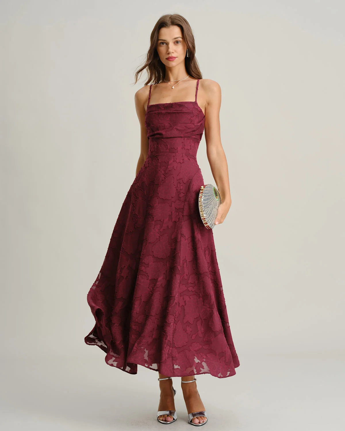 Hannah - White Jacquard Cross Strap Maxi Dress