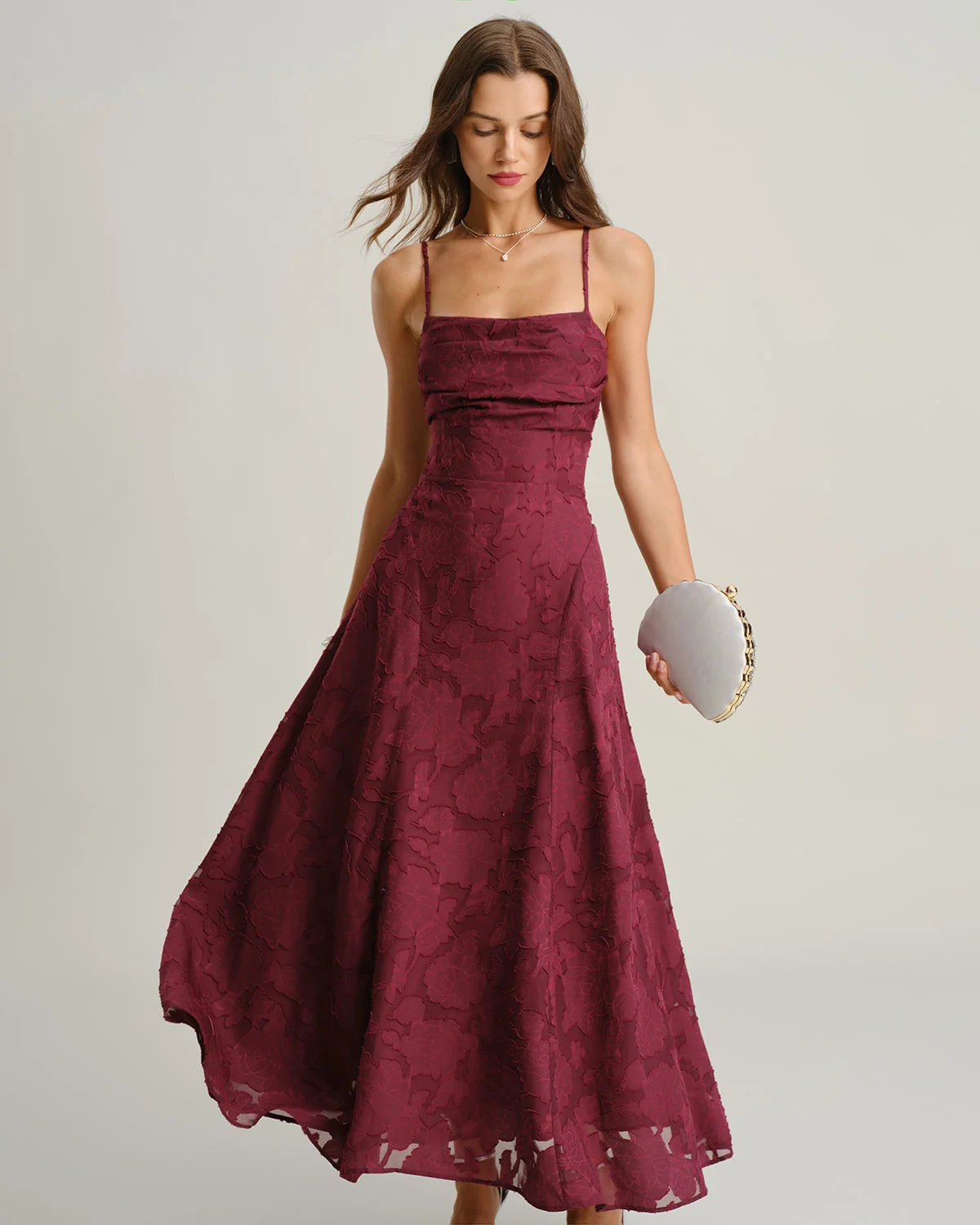 Hannah - White Jacquard Cross Strap Maxi Dress